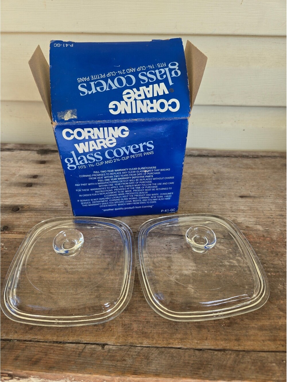 Corning Ware glass covers P-41-GC set of 2, in original box, unused